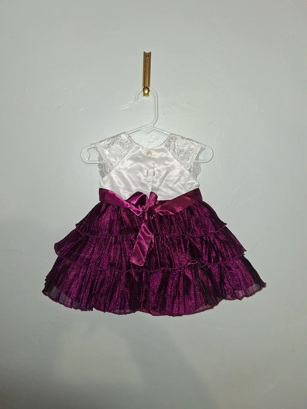 Jona Michelle White Baby Dress with Lace Detail